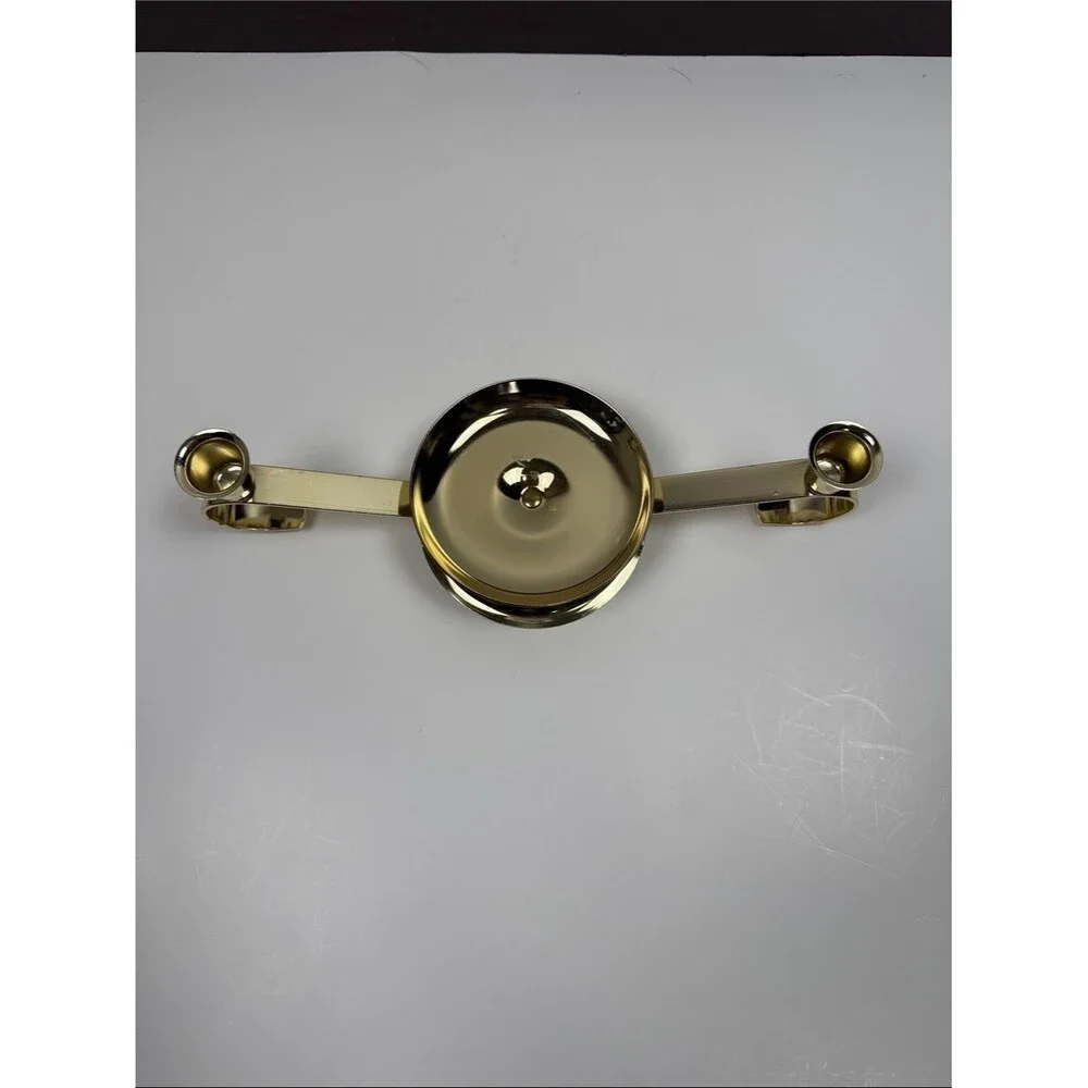 Vintage Metal Glow Brass 3 Arm Candle Holder Centerpiece USA Made Shabby Chic